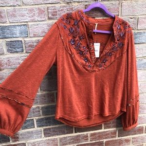 Free people rusty orange blouse NWT